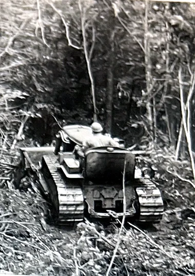 The bulldozer just starting down what is now Christmas Lane.